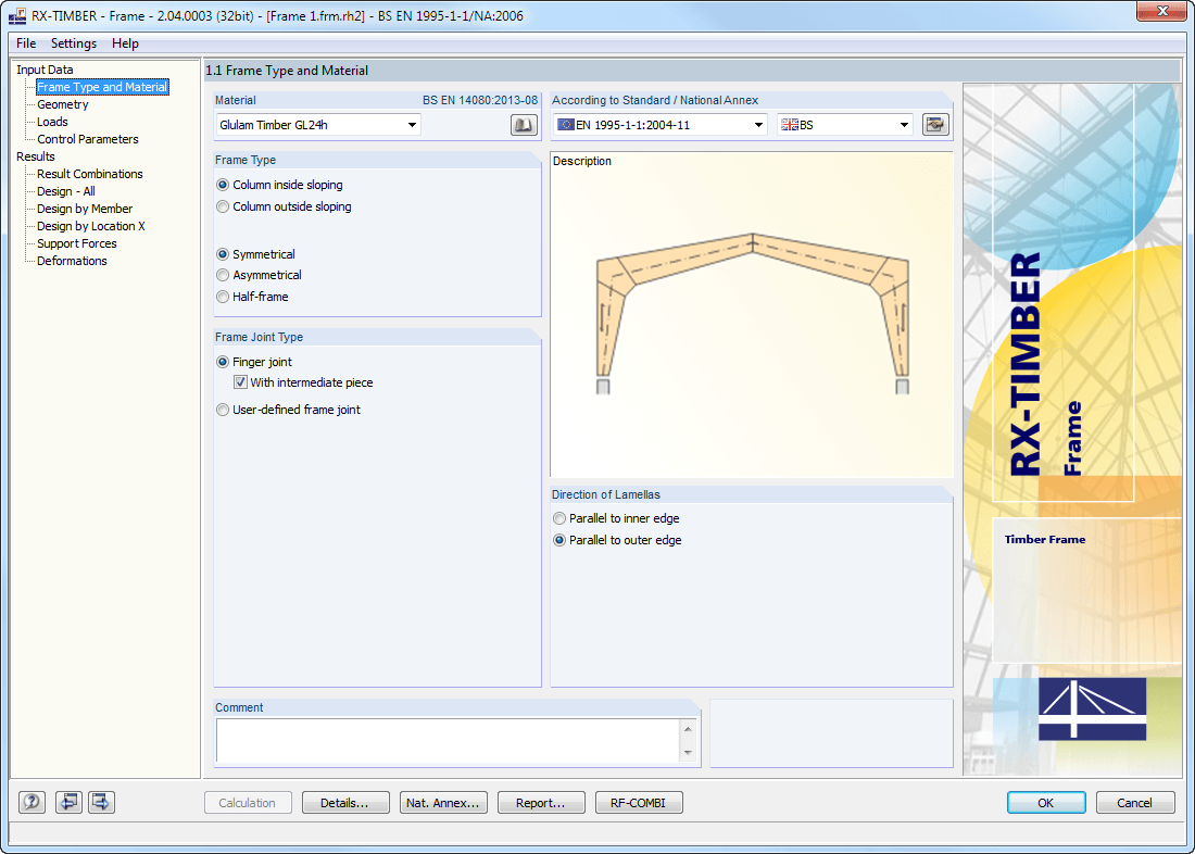 Finestra 1.1 Tipo di telaio e materiale