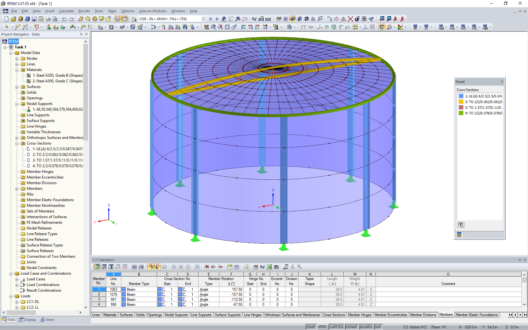 Modello 3D del serbatoio per acqua in RFEM (© Rocky Summit EC)