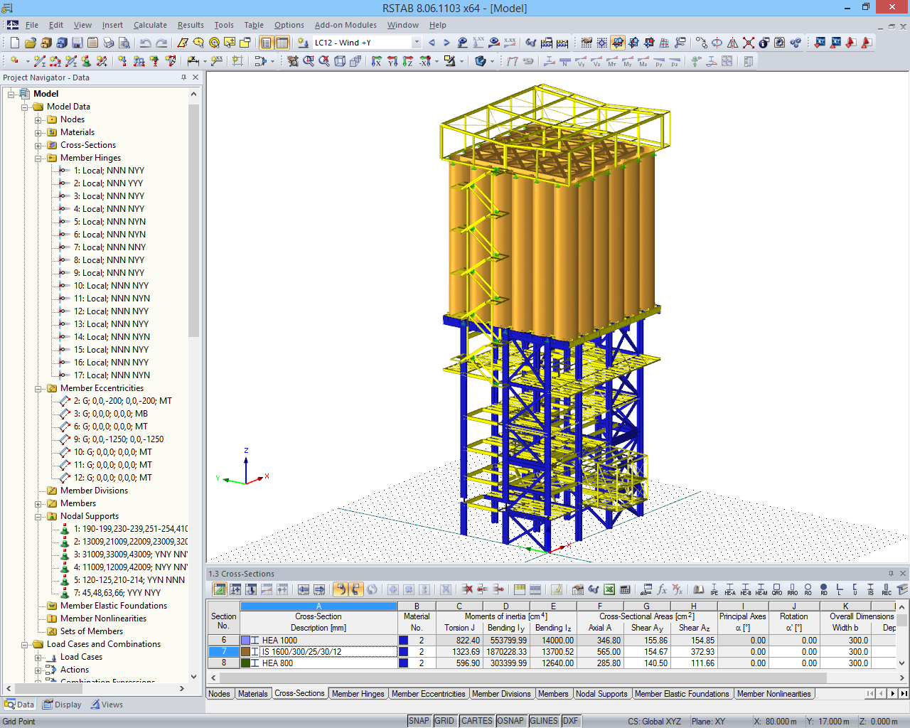 Modello 3D della struttura di supporto dell'impianto di miscelazione a secco in RSTAB (© www.dw-ingenieure.de)