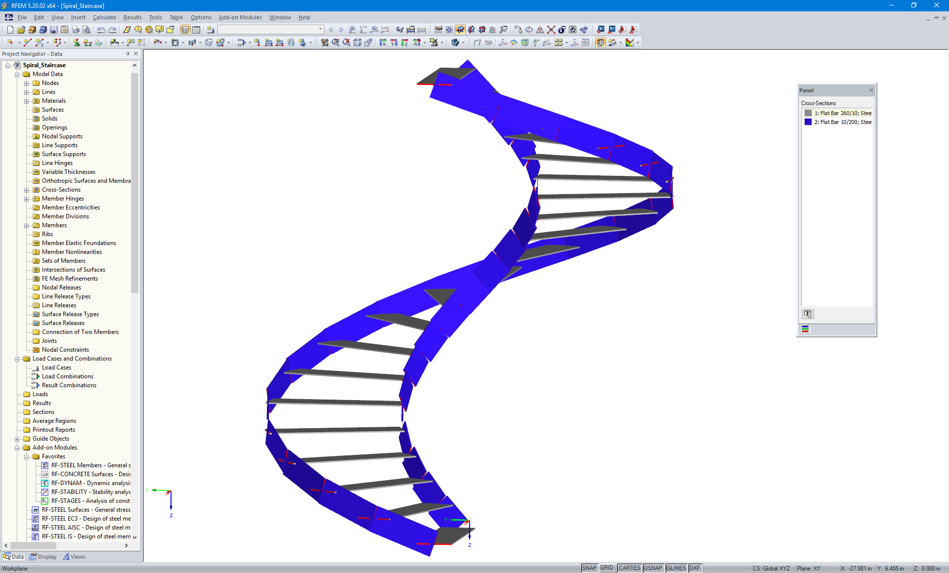 Scala a chiocciola generata in RFEM