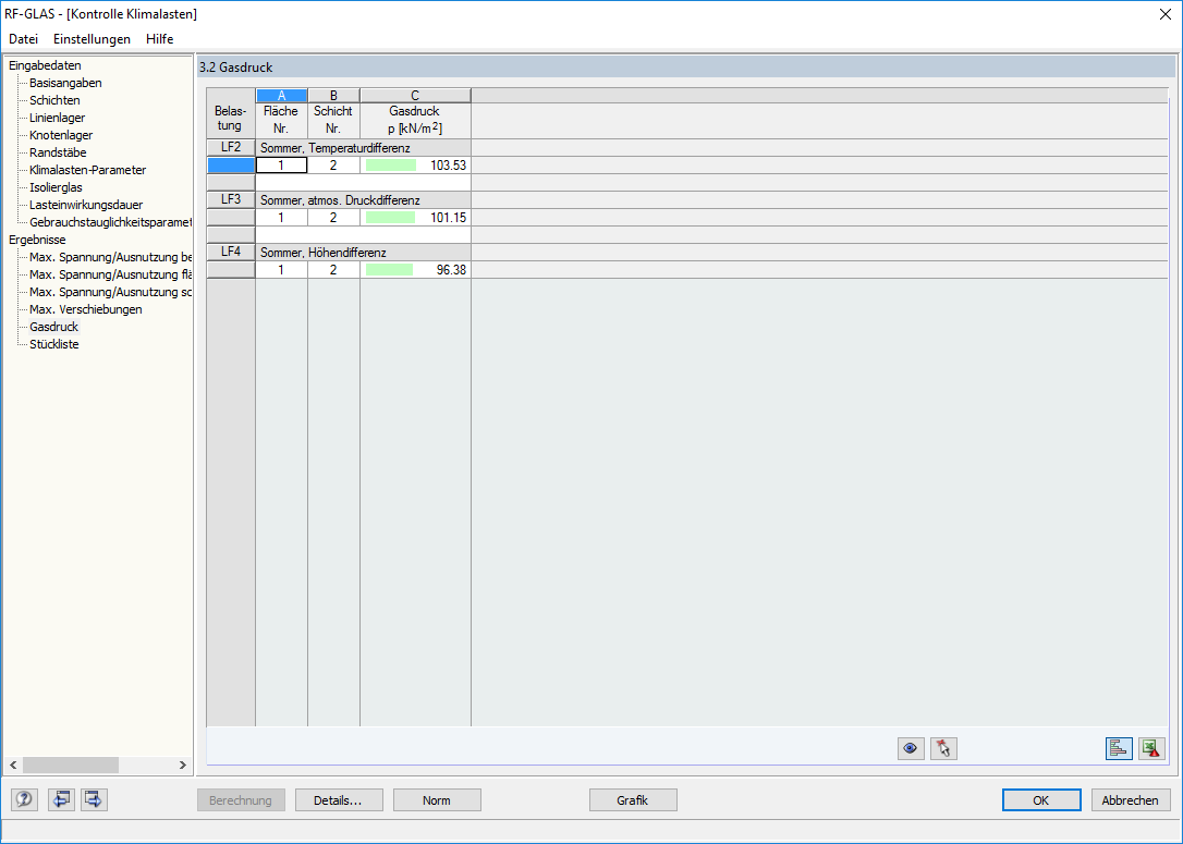 Calcolo della pressione del gas in RFEM