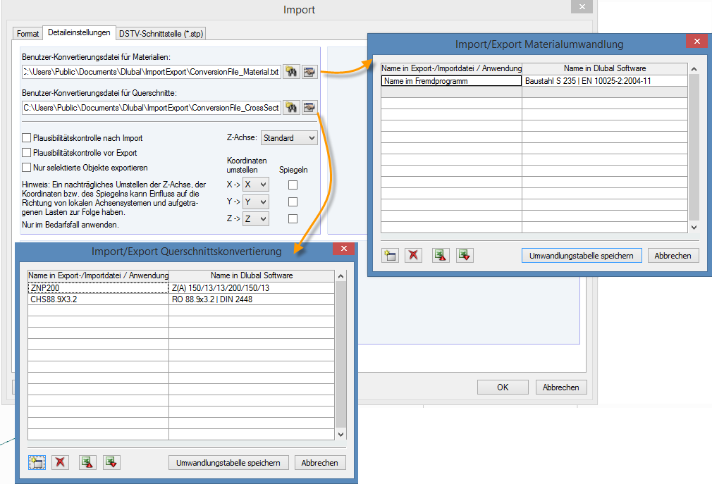 Importazione ed esportazione semplificate tramite file di conversione