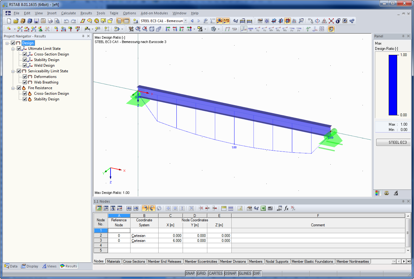 Visualizzazione grafica dei risultati da RF -STEEL EC3 - progetto allo stato limite ultimo