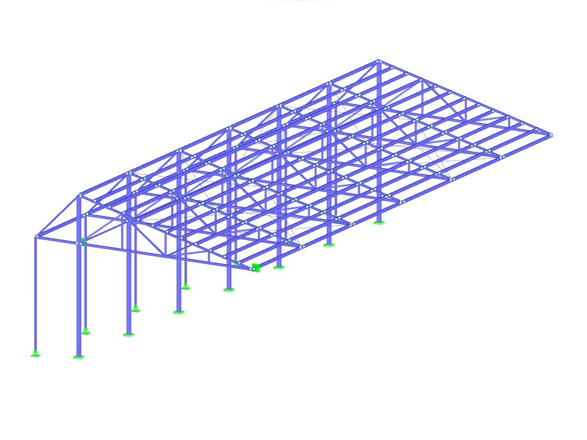 Capannone in acciaio con sezioni a I piegate a freddo come Purlins