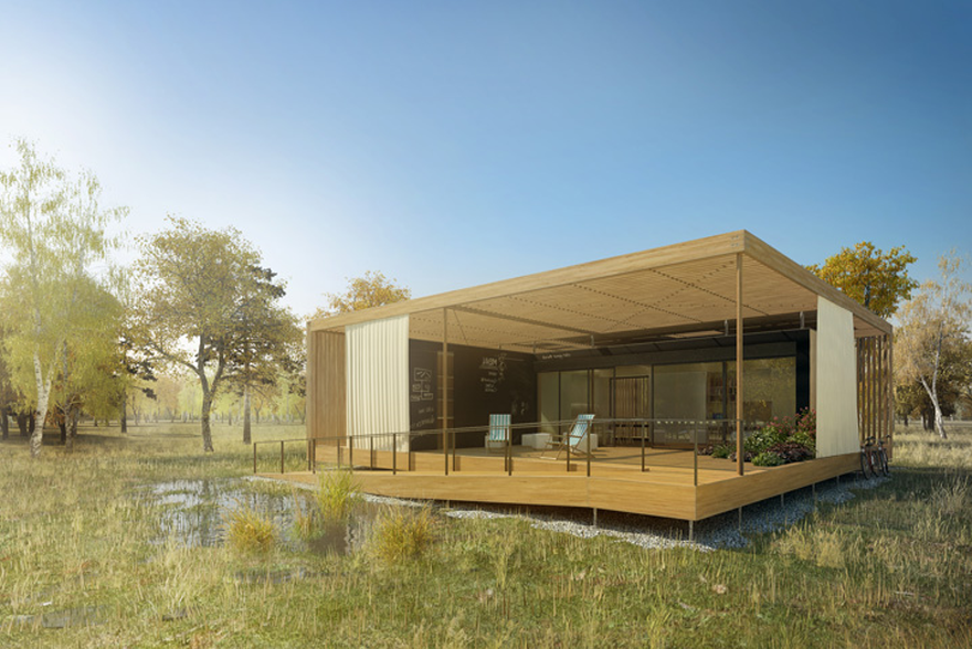 Energieeffizientes Solarhaus „AIR House“ des CVUT-Studententeams beim Solar Decathlon 2013