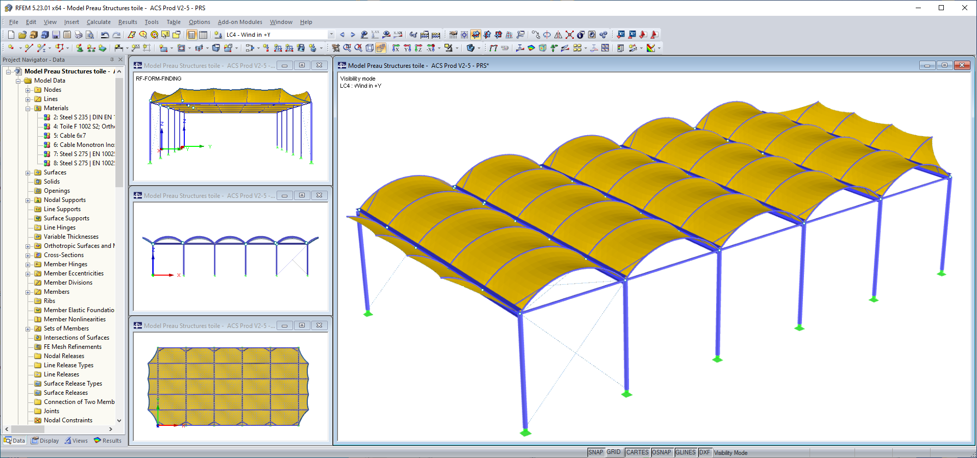 Modello della copertura in RFEM (© AC Structures)