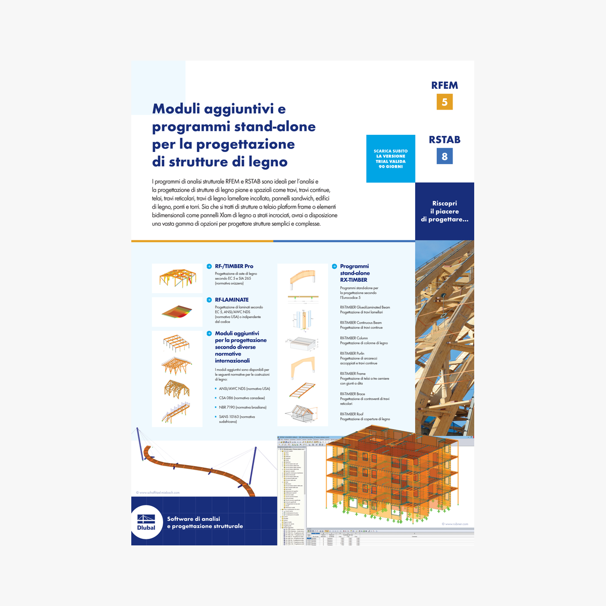 Dlubal | Opuscoli | Moduli aggiuntivi e programmi stand-alone per la progettazione di strutture in legno