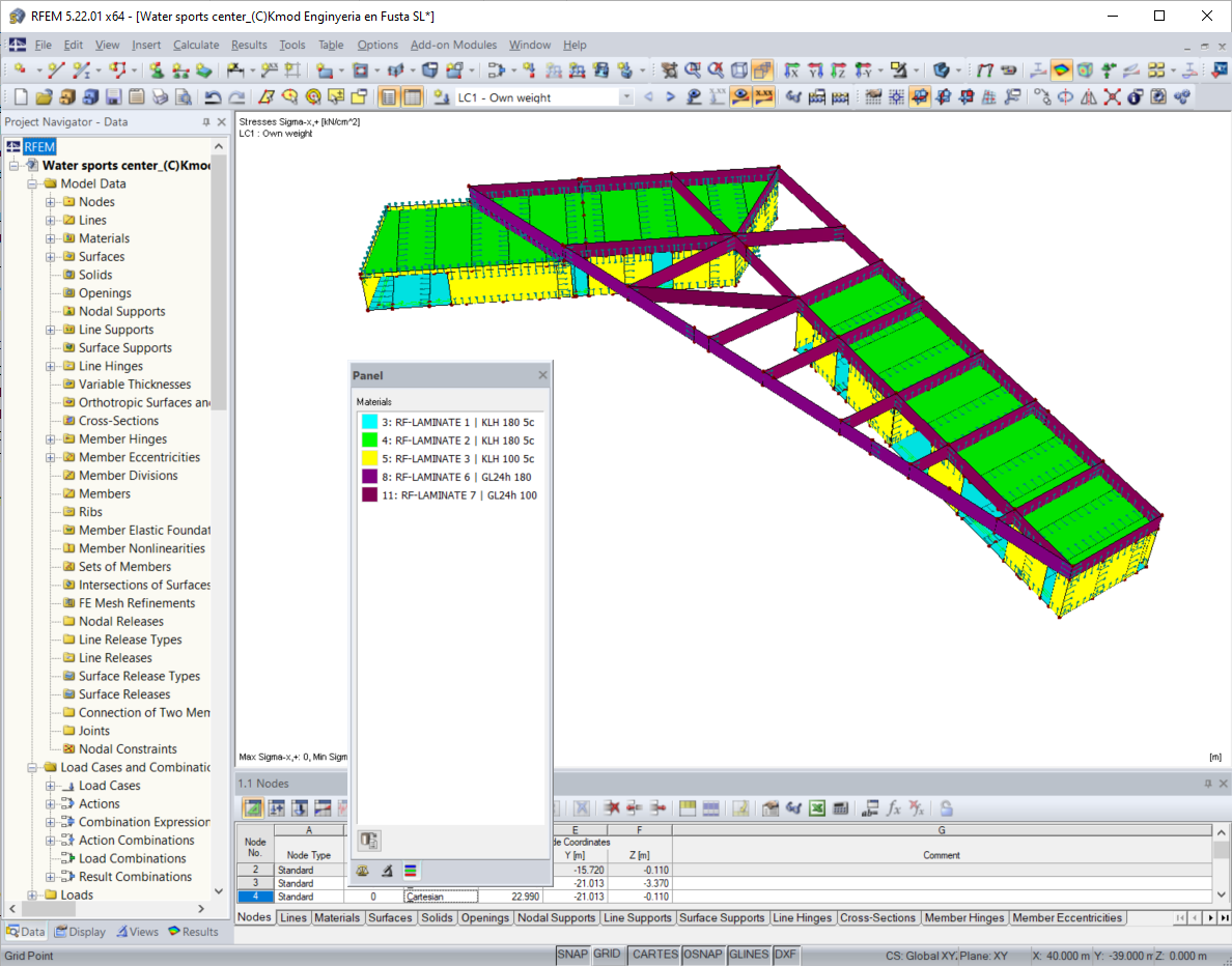 Modello RFEM del centro per sport acquatici (© Kmod Enginyeria en Fusta SL)