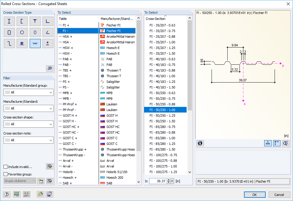 Finestra "1.6 Armatura" in RF-CONCRETE Members