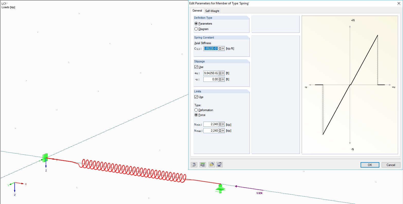 Tipo di asta "molla" in RFEM