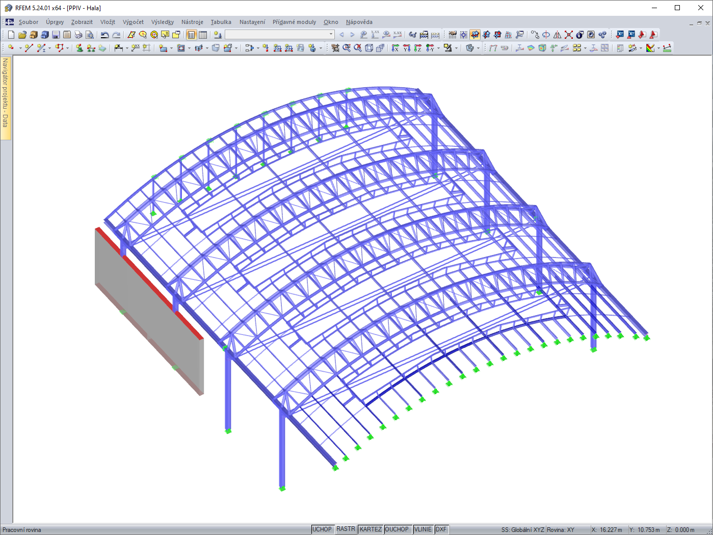 Modello RFEM per capannone in acciaio