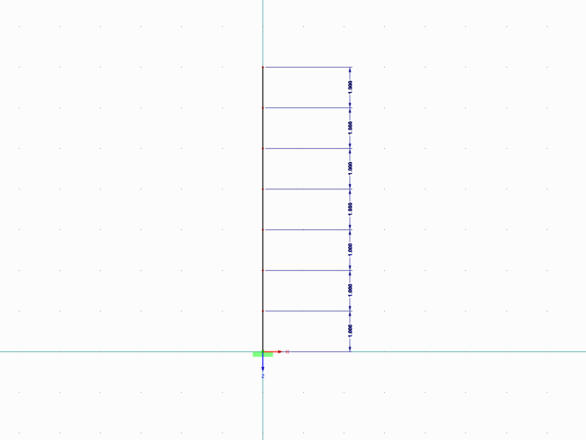 Visualizzazione di cantilever con sette nodi di massa