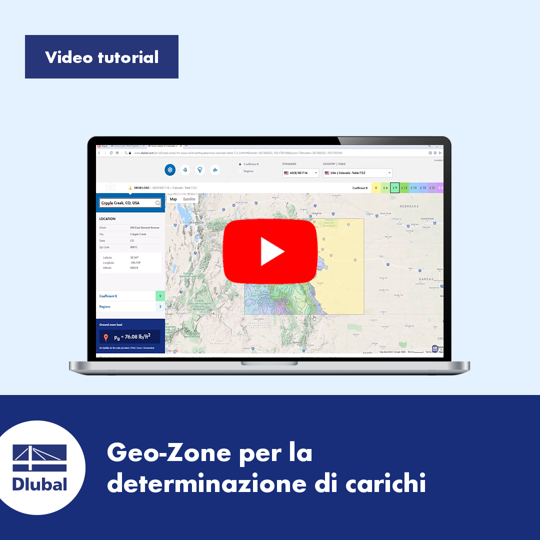 Mappe per carichi da neve, velocità del vento e carichi sismici