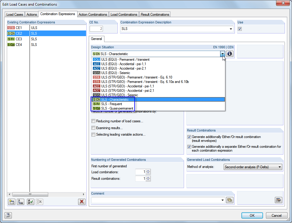 Espressioni di combinazione per SLS