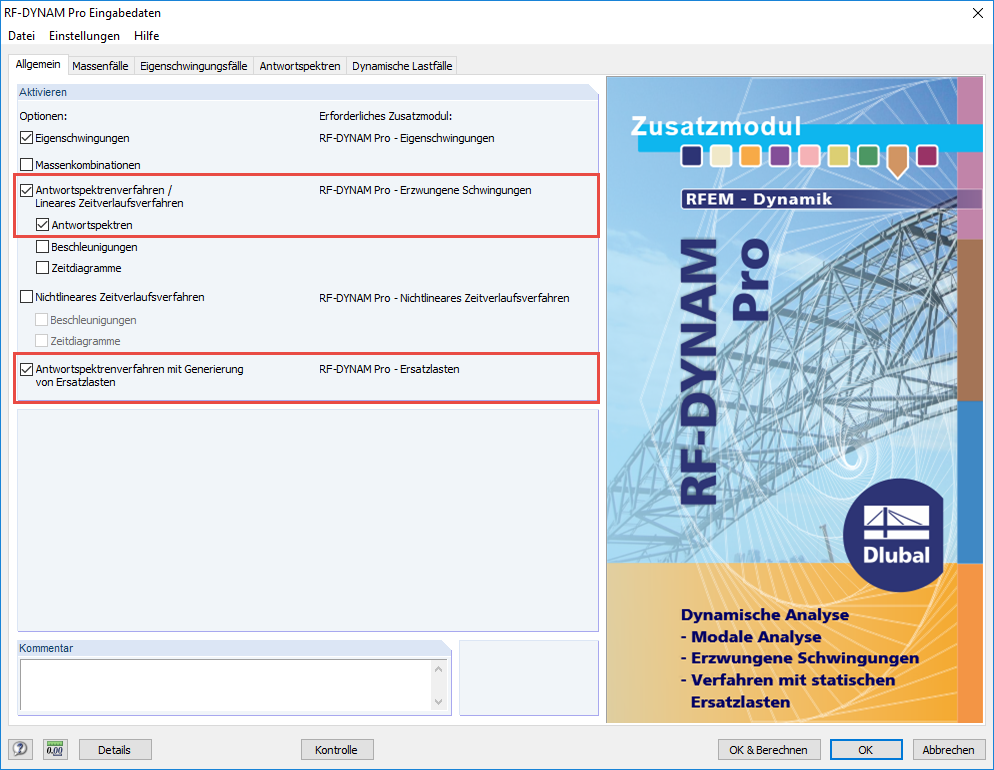 Moduli aggiuntivi in RF-/DYNAM Pro