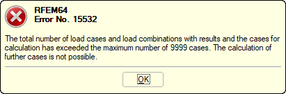 Superato il numero massimo di 9.999 casi e combinazioni di carico