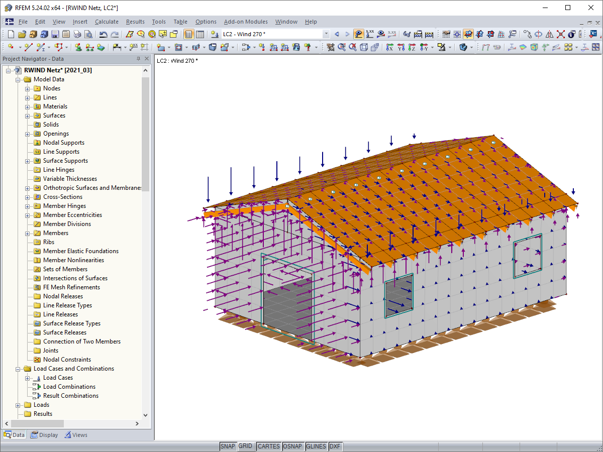 Caso di carico generato da RWIND Simulation