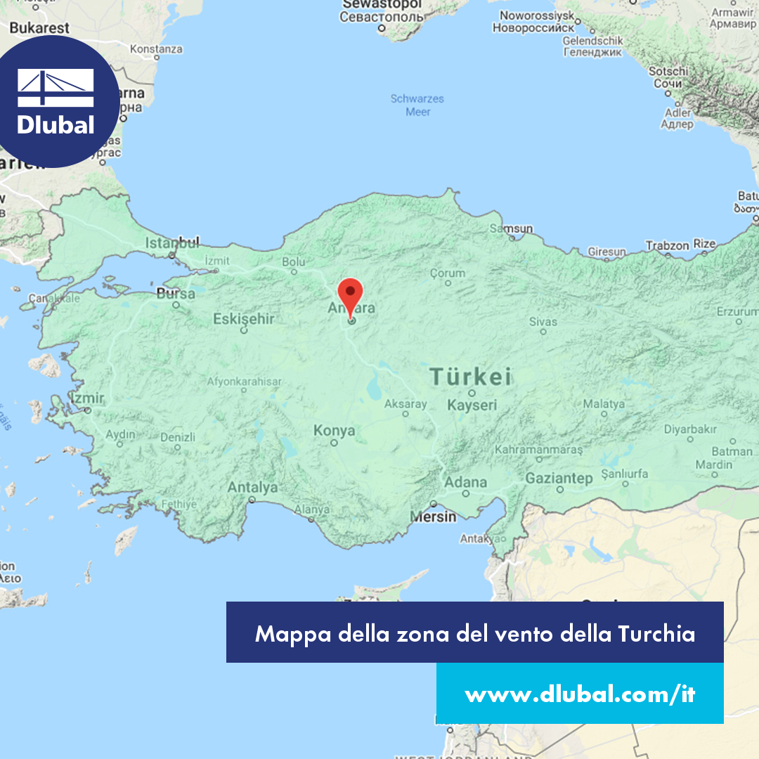 Mappa della zona del vento della Turchia