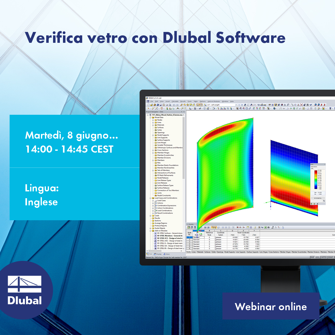 Verifica vetro con Dlubal Software