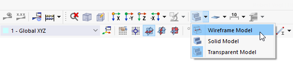 Selezione della visualizzazione del "Modello Wireframe"