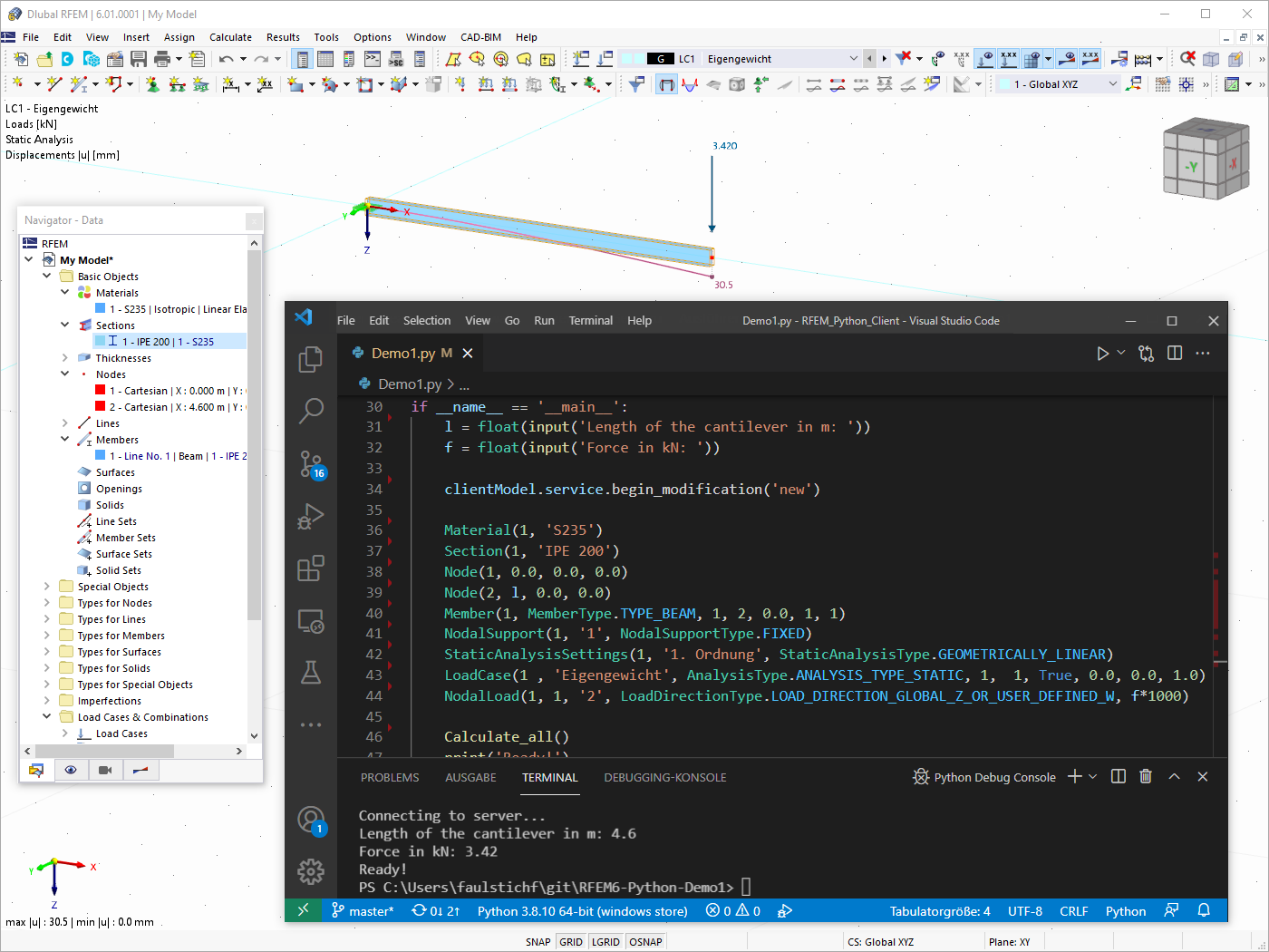 Applicazione per RFEM 6 programmato con Python