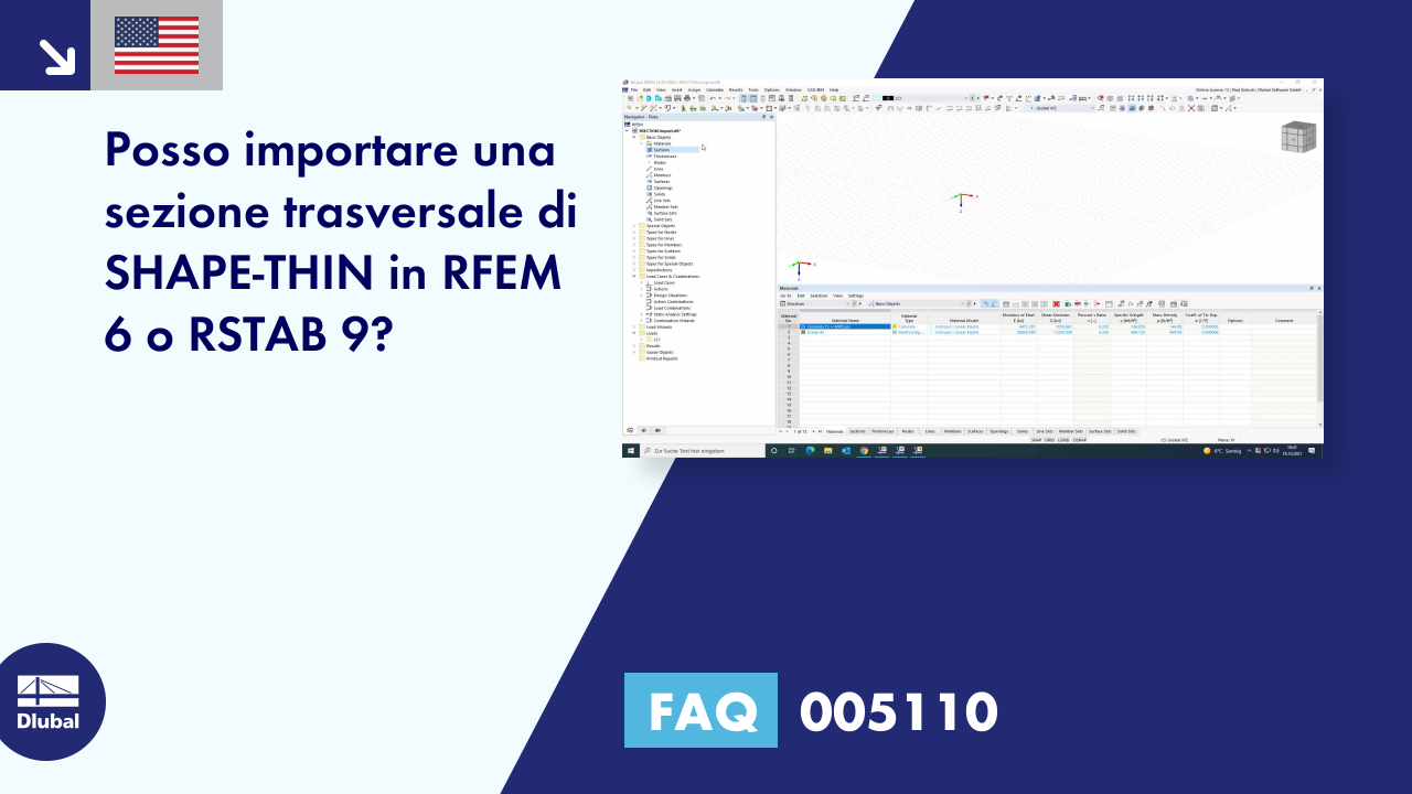 FAQ 005110 | È possibile importare una sezione trasversale di SHAPE‑THIN in RFEM 6 o RSTAB 9?