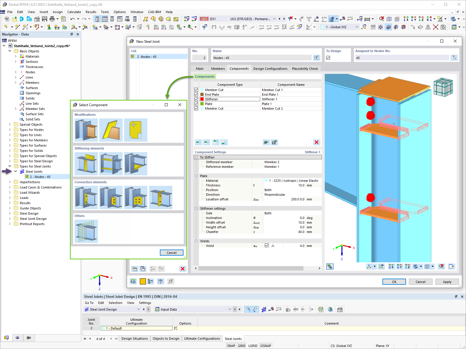 Creazione di giunti in acciaio in RFEM 6