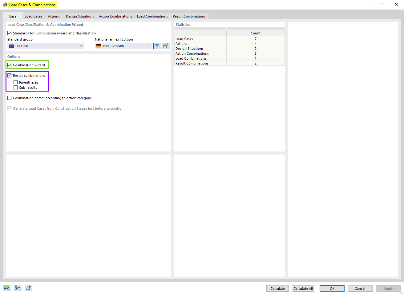 Procedura guidata di combinazione in RFEM 6