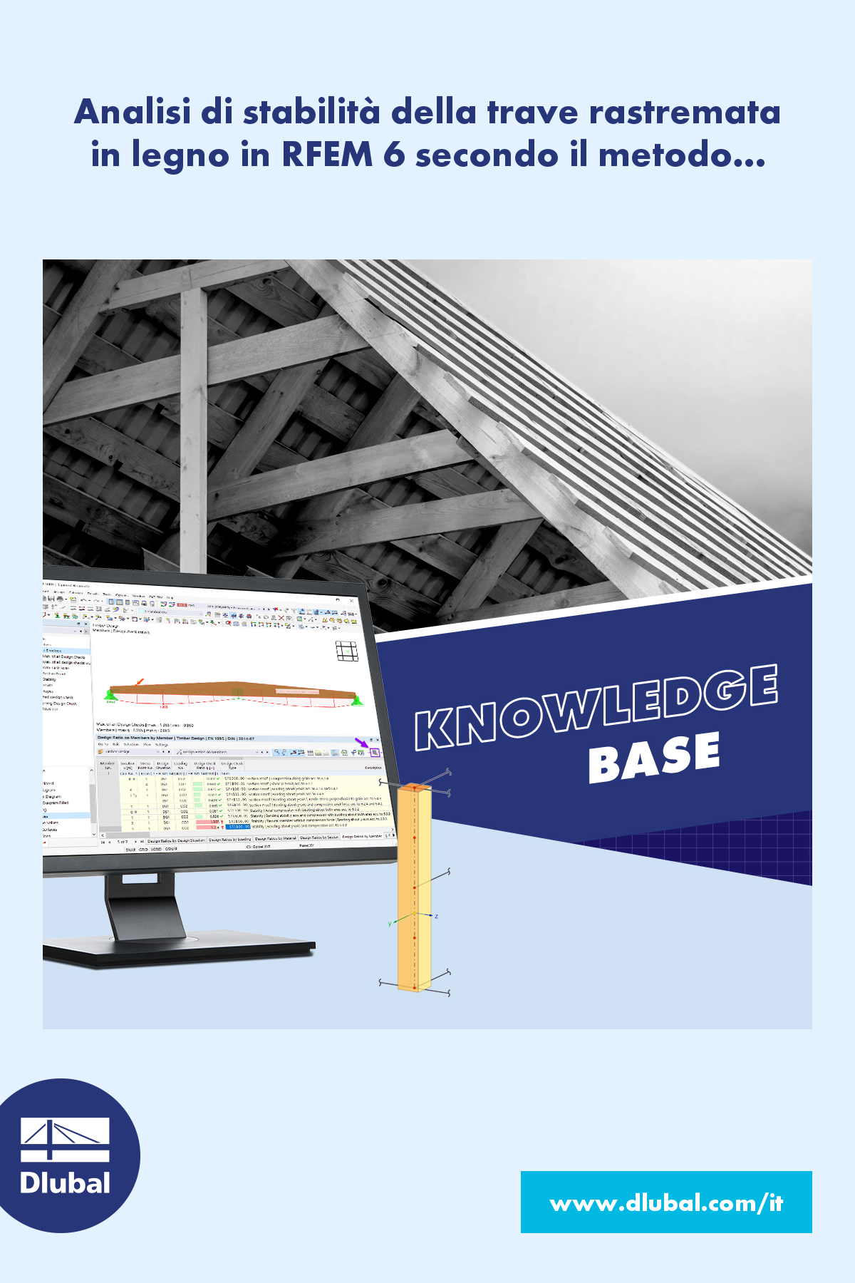 Analisi di stabilità della trave rastremata in legno in RFEM 6 secondo il metodo dell'asta equivalente