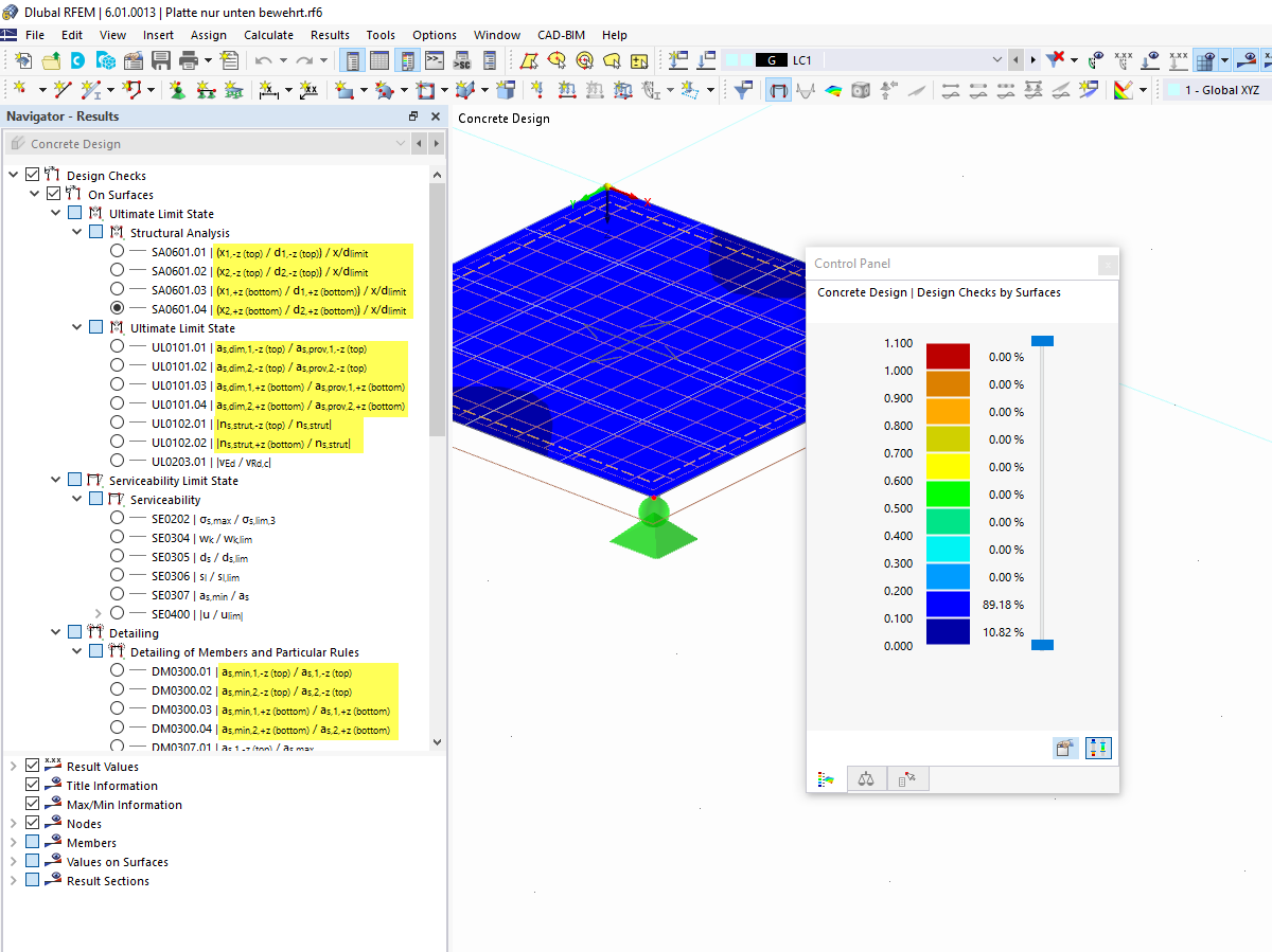 FAQ 005153 | È possibile progettare superfici armate monostrato con RFEM 6?