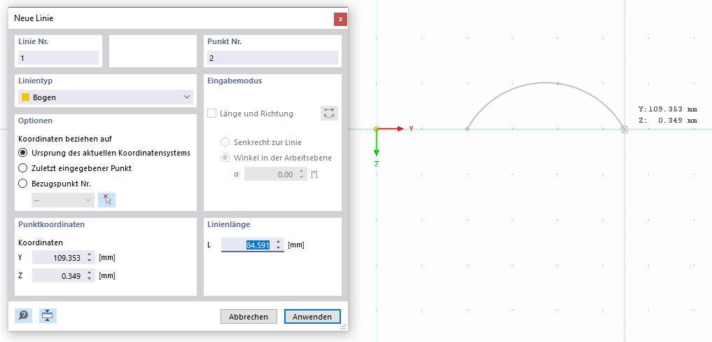 Imposta arco graficamente