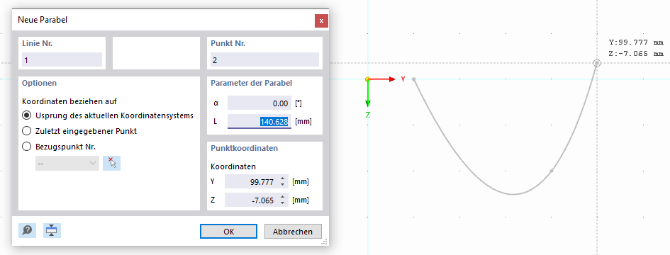 Imposta la parabola graficamente