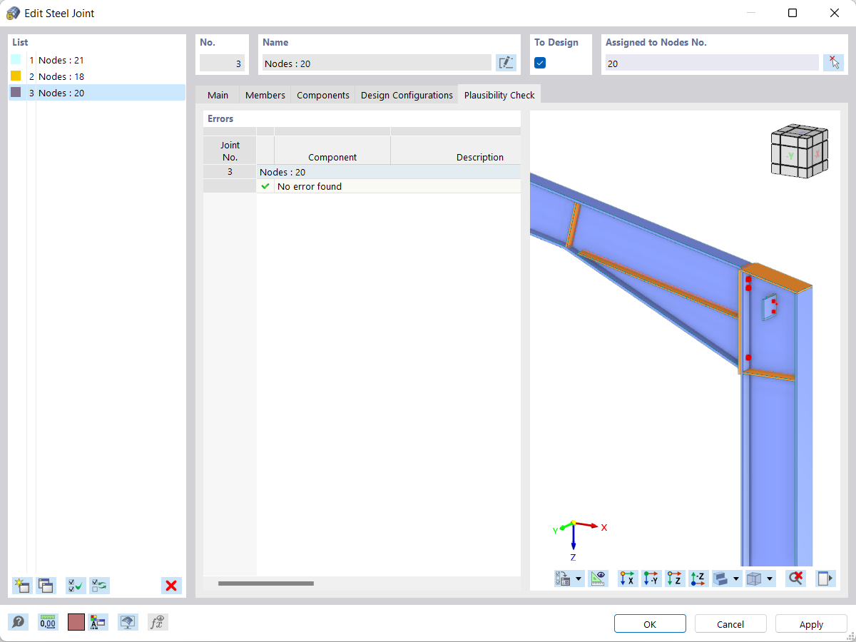 Controllo di plausibilità | Giunti acciaio per RFEM 6