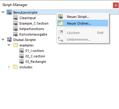 Crea una nuova cartella in ' Script Manager '