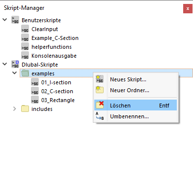 Ordner im 'Skript-Manager' löschen