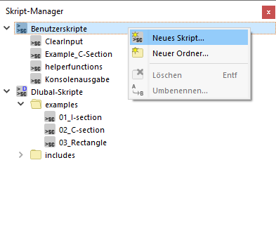 Crea un nuovo script in ' Script Manager '