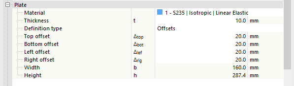 Impostazione piastra - Tipo di definizione dell'offset