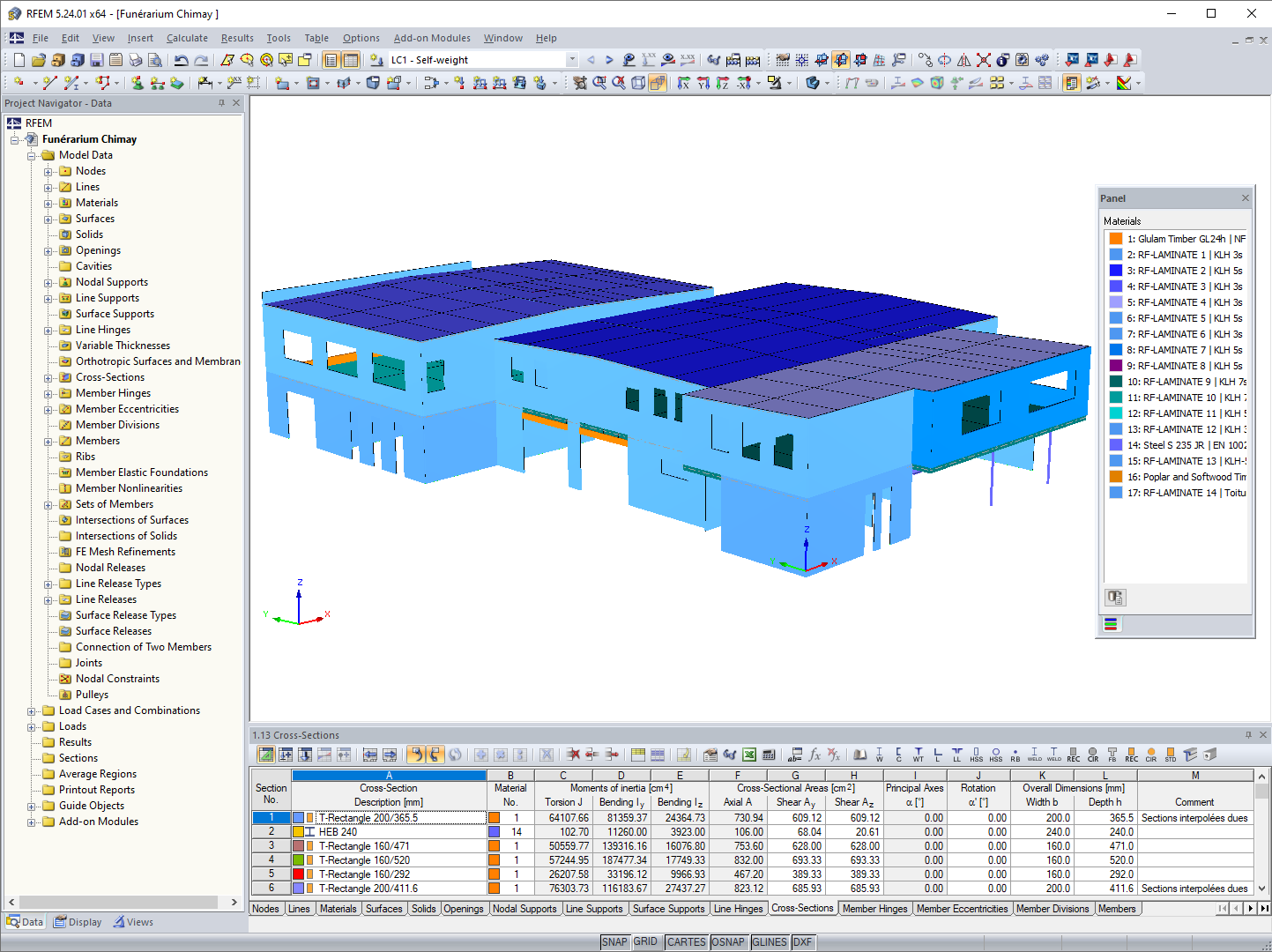 Modello 3D dell'edificio per onoranze funebri in RFEM (©D-Bois)