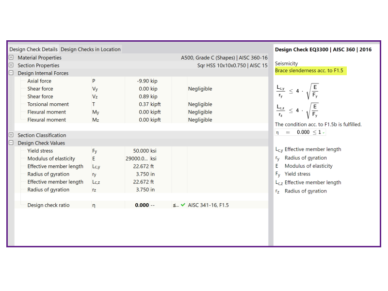 KB 001775 | Progettazione di strutture controventate secondo AISC 341-16 in RFEM 6