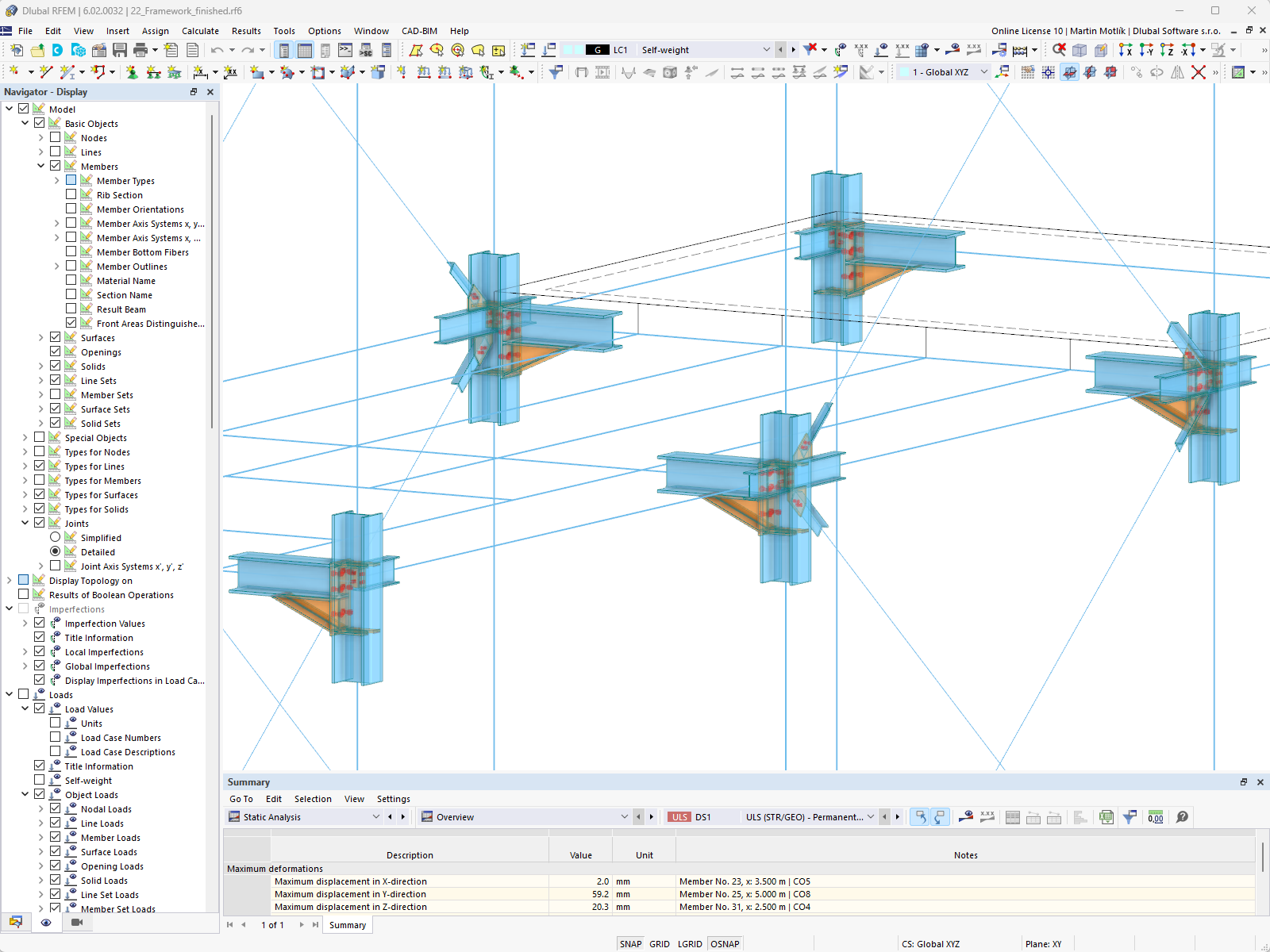 Modello Wireframe con collegamenti in acciaio