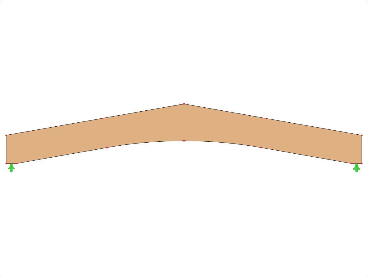 ID Modello 585 | GLB0501 | Travi di legno lamellare incollato | Pendenza Curvata | Altezza Costante | Simmetrica | Senza Cuneo di Picco Slegato