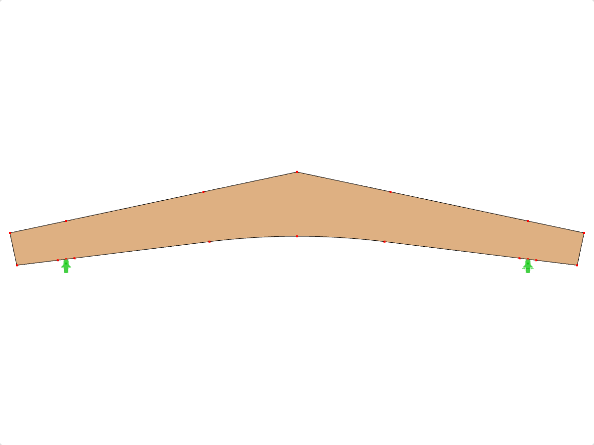 ID modello 606 | GLB0603 | Trave incollata lamellare | Curvata a falda | Altezza variabile | Simmetrica | Cantilever paralleli | Senza cuneo di culmine sciolto