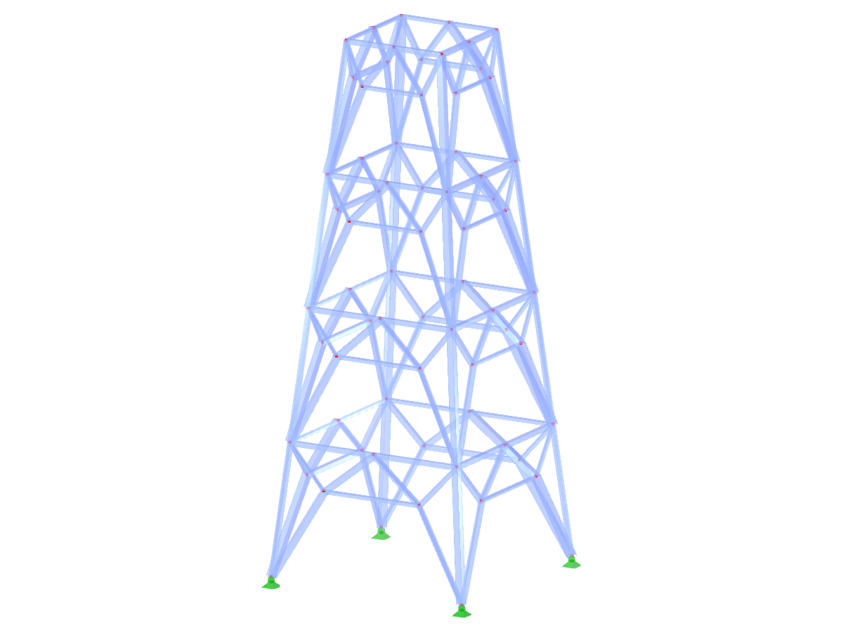 ID modello 2226 | TSR053-b | Torre reticolare | Pianta rettangolare | Diagonali K inferiori (poligonali) e orizzontali intermedi