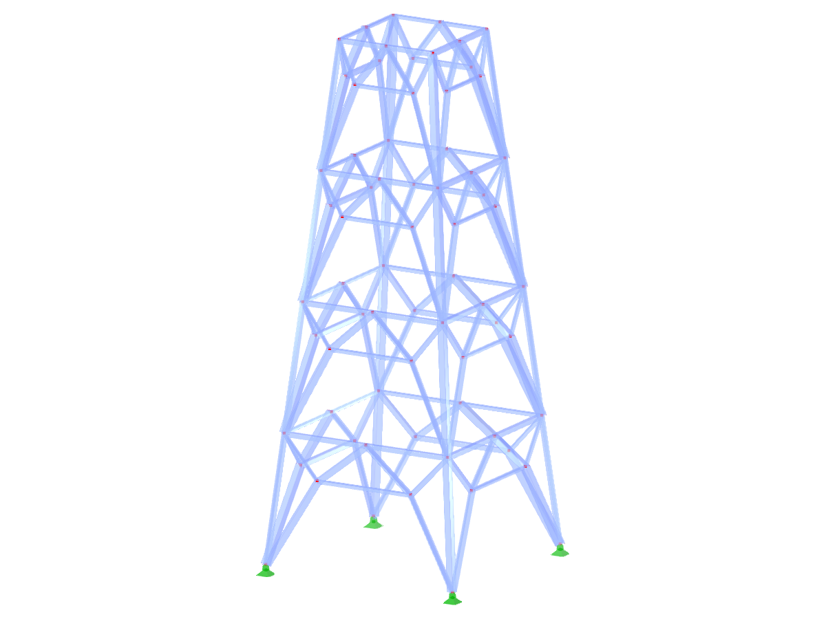 ID modello 2226 | TSR053-b | Torre reticolare | Piano rettangolare | K-diagonali inferiori (poligonali) e orizzontali intermedi