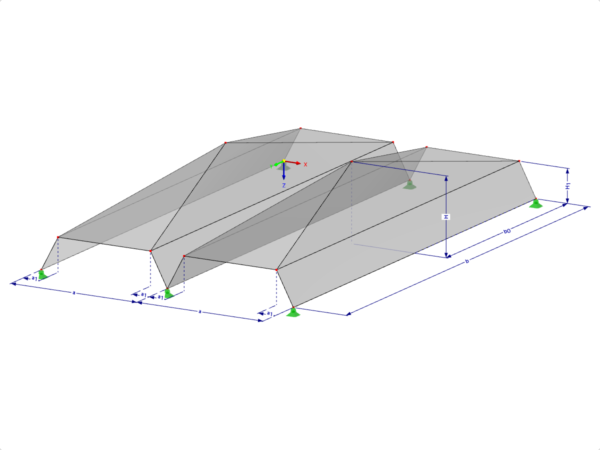 Modello 000528 | FPL106-b (variante più generale di 034-FPL106-a) | Sistemi di strutture piegate prismatiche. Superficie con piegatura conica. Profilo di piega continua con bordo superiore tagliato dal piano inclinato con parametri