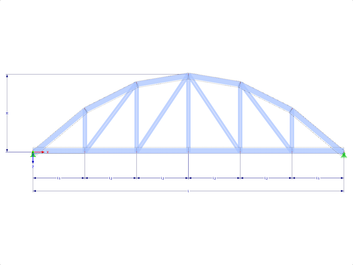 Modello 001630 | FT700p-plg-b | Truss della corda dell'arco con i parametri