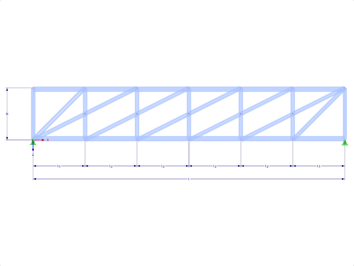 Modello 001724 | FT050-b | Travatura reticolare cordata parallela con parametri