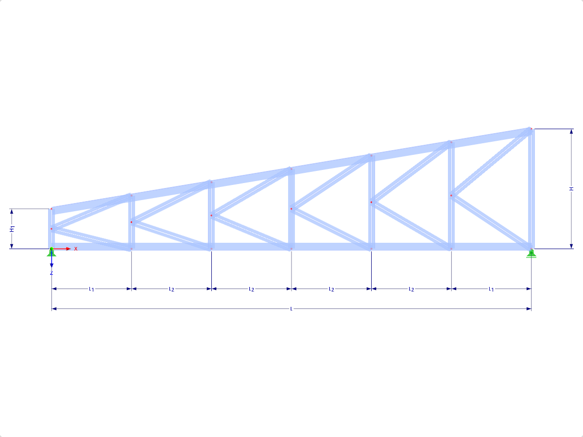 Modello 001758 | FT260 | Travatura reticolare trapezoidale a passo singolo con parametri