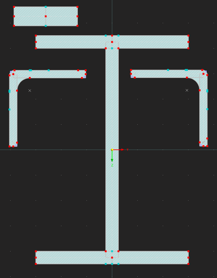 Modello 003410 | BCS015-a | Sezione trasversale costruita | Piste della gru | Sezione a I saldata con angoli delle gambe uguali e barra piatta con parametri