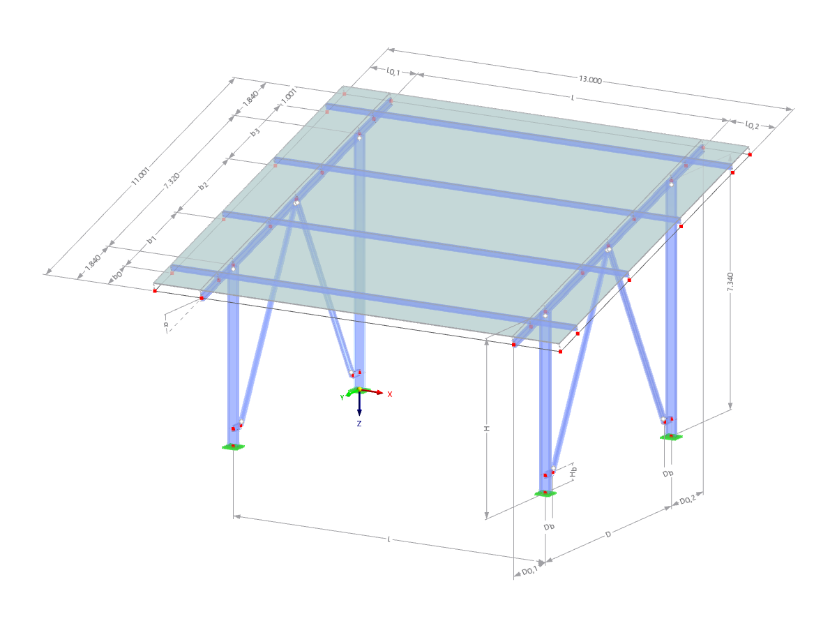 Modello 003601 | PVS004 | Sistemi di scaffalature per pannelli solari | Staffa di fissaggio a doppio montante con parametri